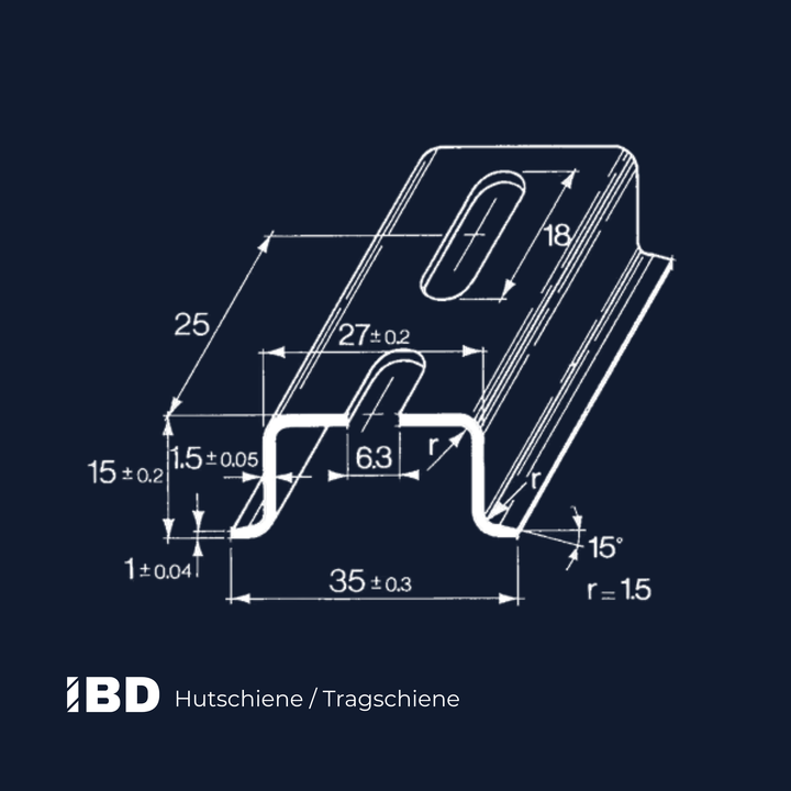 Hut-/ Tragschiene 35mm Breit / Höhe 7,5mm und 15mm