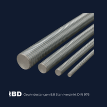 Gewindestange 1 Meter 4.8 und 8.8 Stahl Verzinkt       DIN 967 Länge 1 Meter