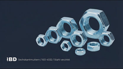 Sechskantmuttern ISO 4032 | Stahl 6/8 verzinkt | M3 - M42