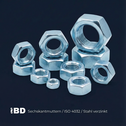 Sechskantmuttern ISO 4032 | Stahl 6/8 verzinkt | M3 - M42